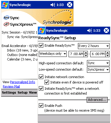 If allowed by administrators, users can adjust the Email and PIM sync configuration defaults for the profile they are assigned to.